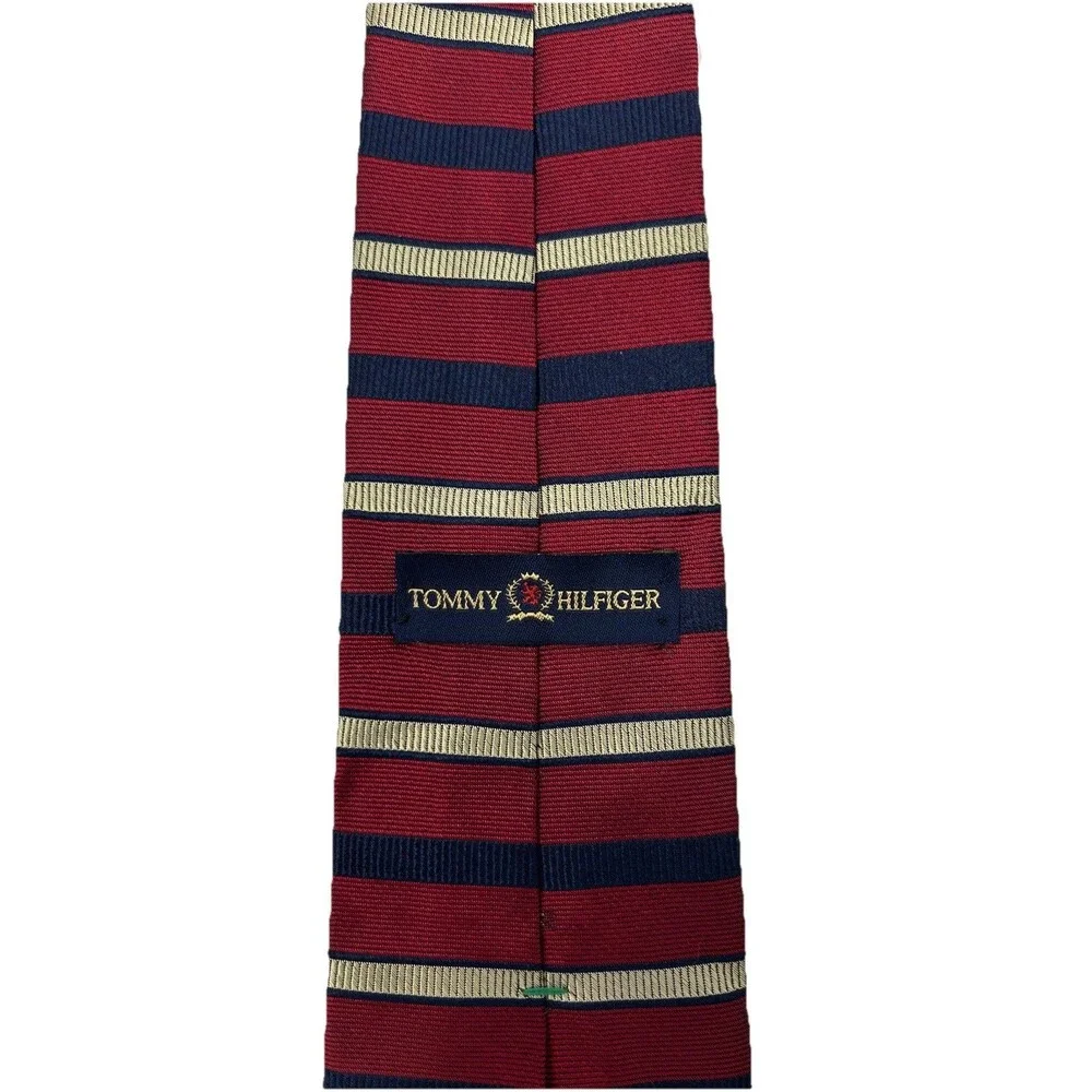 Tommy Hilfiger Red Blue Tan Repp Logo Neck‎ Tie  57.25
